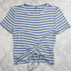 Blue & White Scrunch-Tie Baby Tee